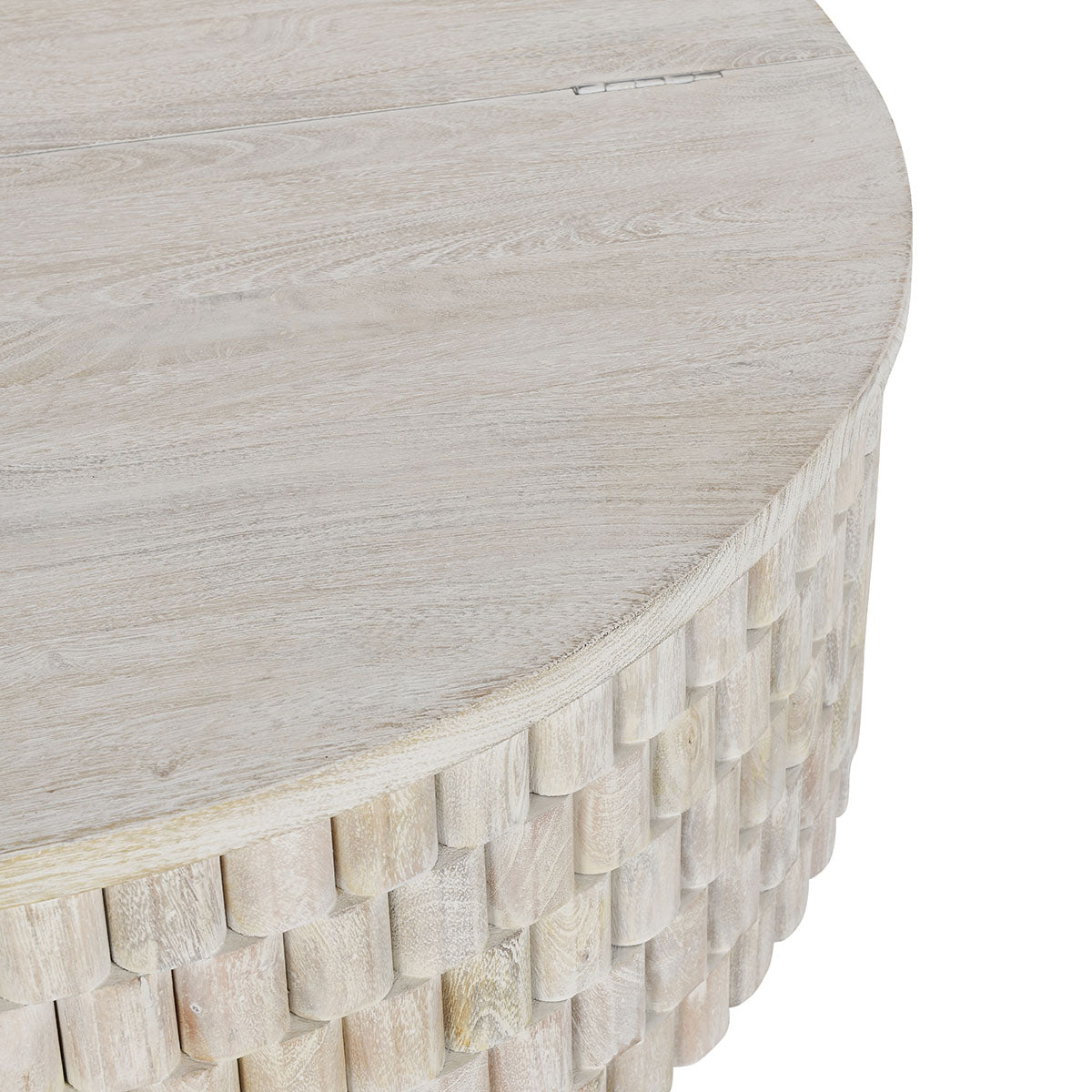 Norwood Mango Wood 40" Round Coffee Table Coastal White | BeBoldFurniture