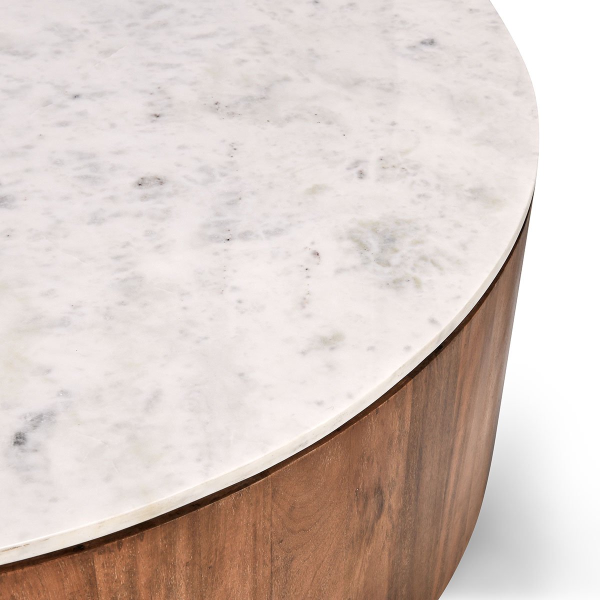 Josie Mango Wood 46" Round Coffee Pottery Brown/Marble | BeBoldFurniture