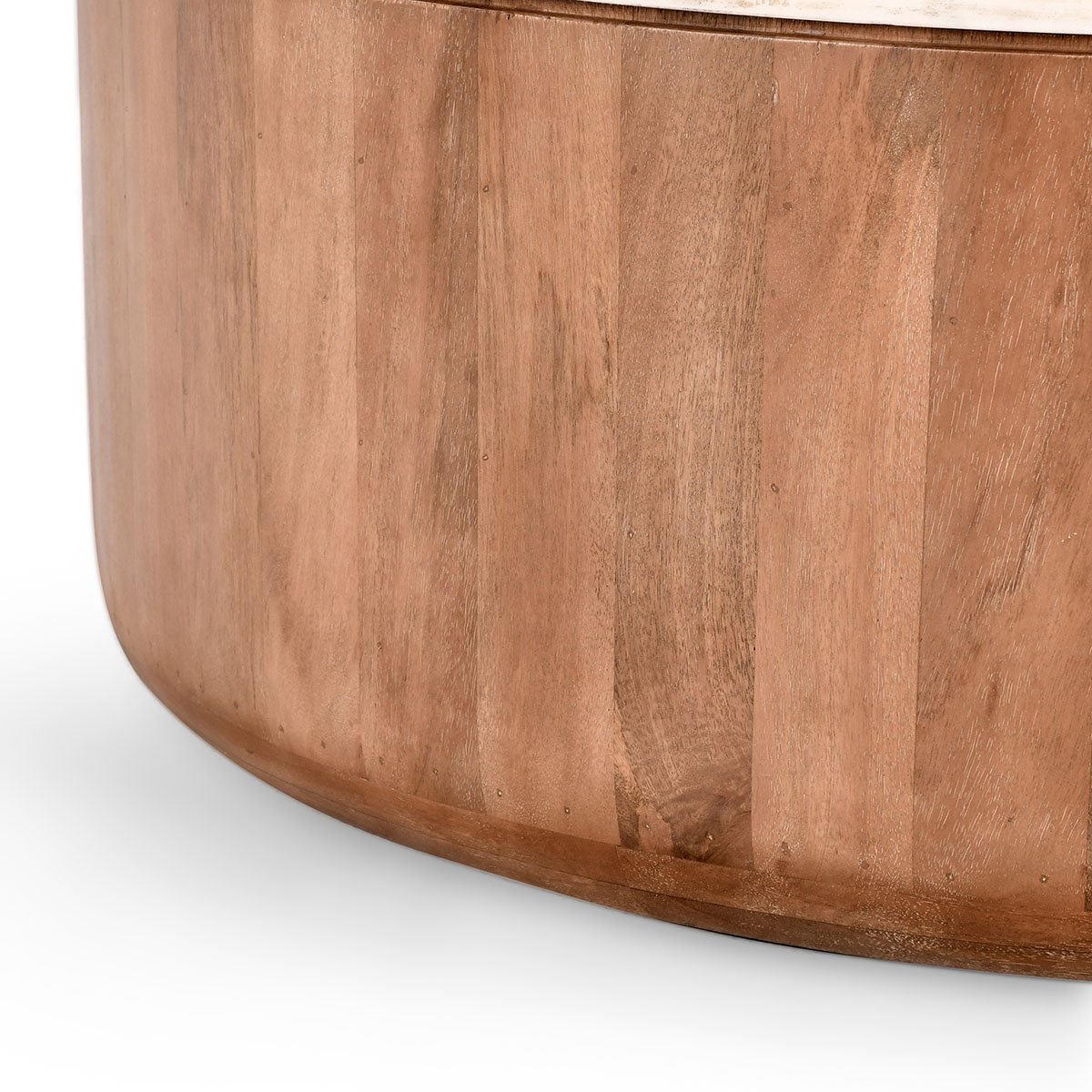 Josie Mango Wood 46" Round Coffee Pottery Brown/Marble | BeBoldFurniture