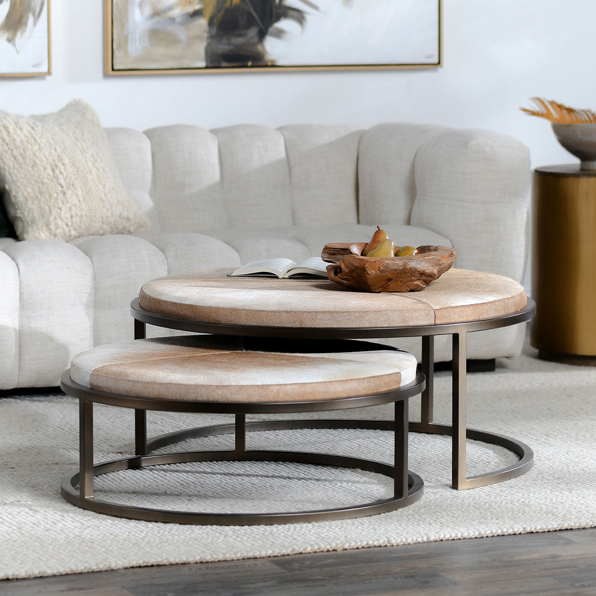 Hayword Hide Set of 2 Nesting Coffee Tables Blonde | BeBoldFurniture