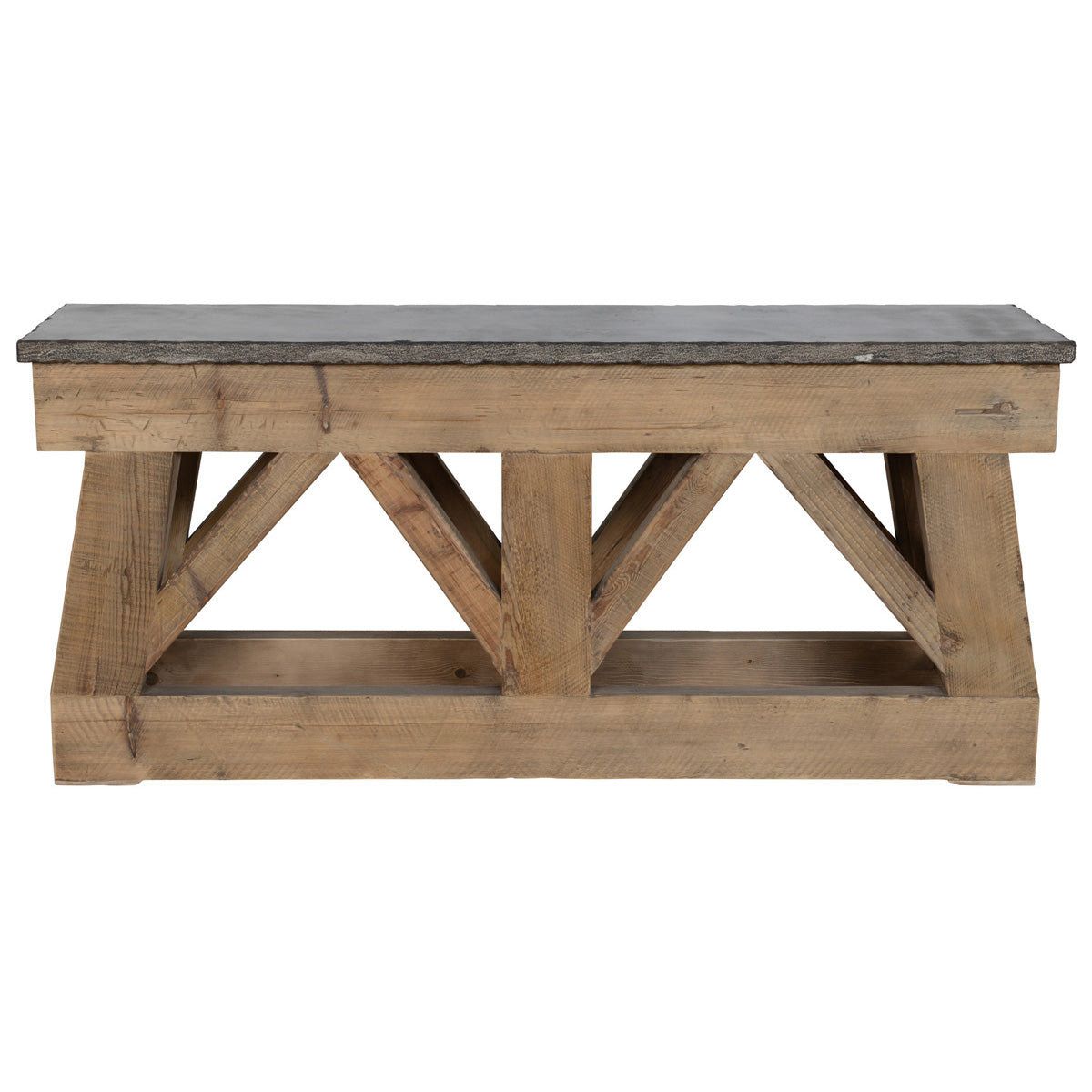 Marbella Reclaimed Pine 72" Console Table Mission Brown/Blue Stone | BeBoldFurniture
