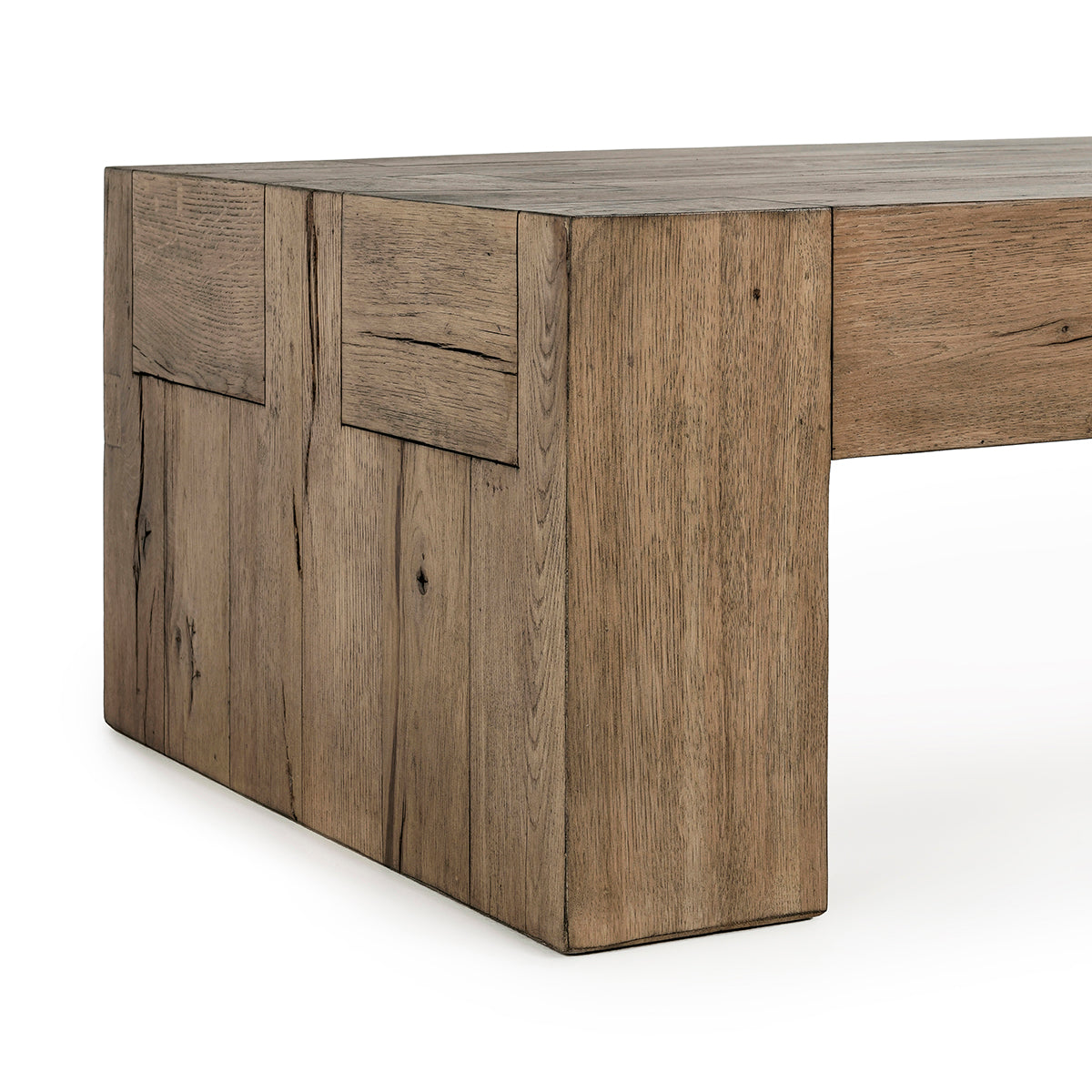 Bristol Reclaimed Oak 60" Coffee Table Cafe Brown | BeBoldFurniture