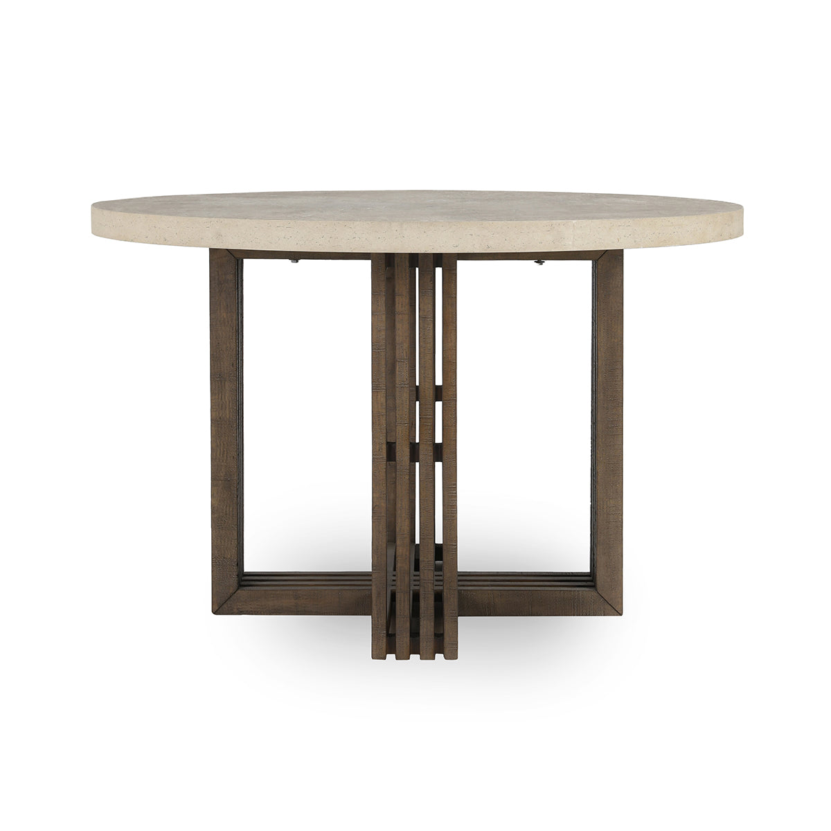 Aspen Reclaimed Pine 47" Round Dining Table Distressed Brown/Weathered Chalk | BeBoldFurniture
