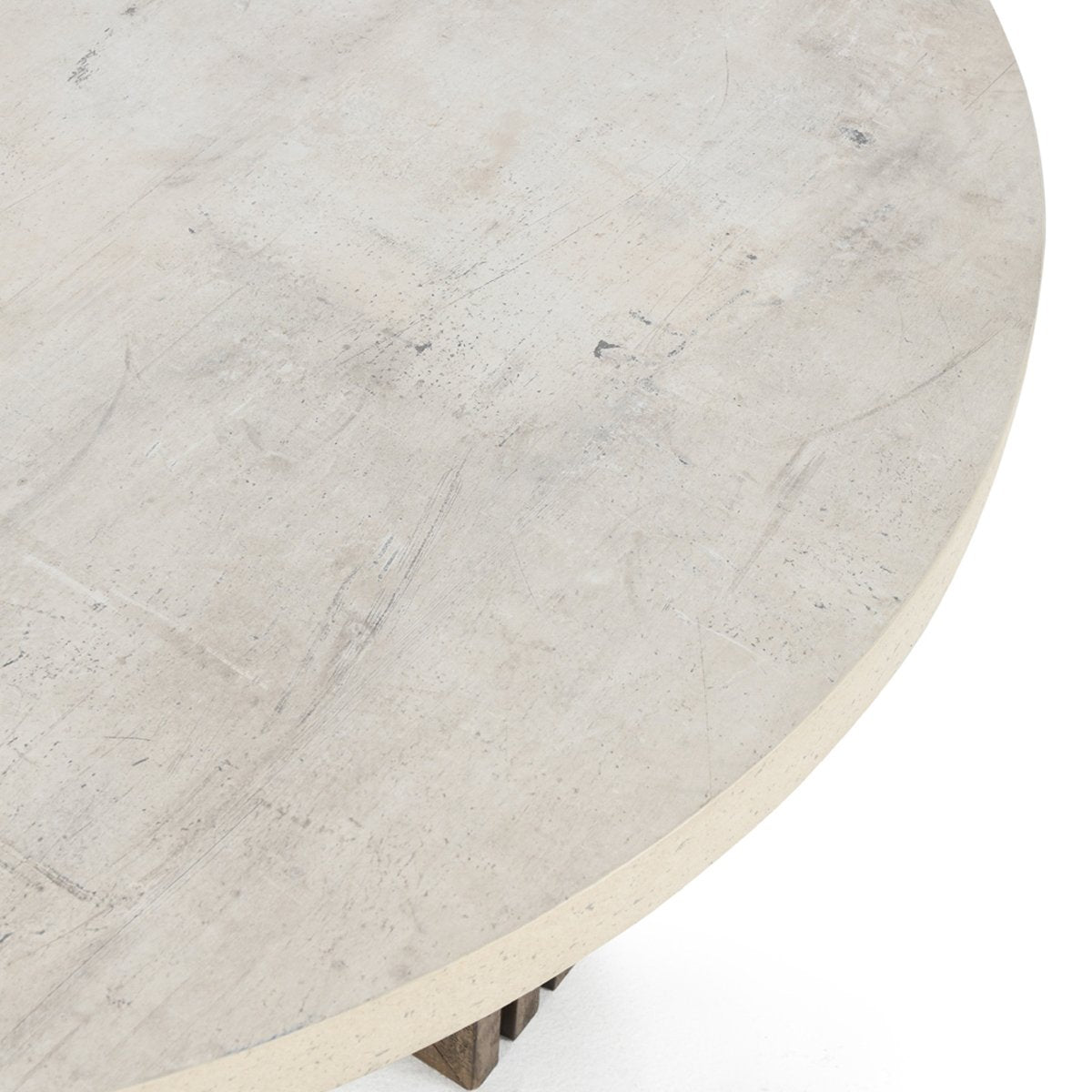 Aspen Reclaimed Pine 47" Round Coffee Table Distressed Brown/Weathered Chalk | BeBoldFurniture