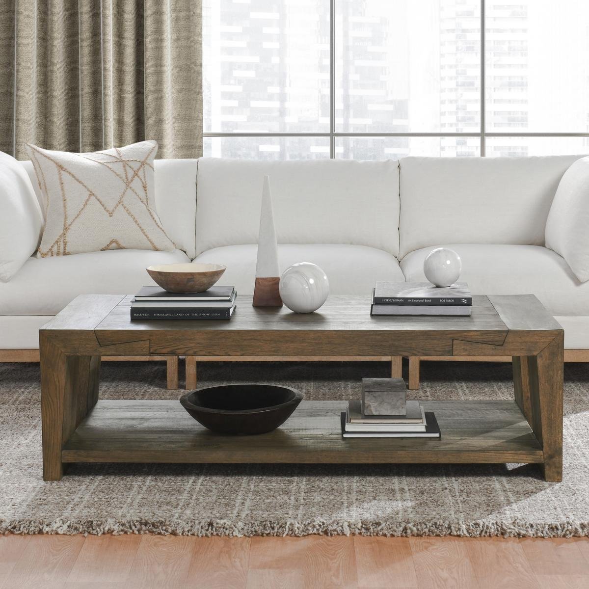 Troy Reclaimed Oak 60" Coffee Table Suede Brown | BeBoldFurniture