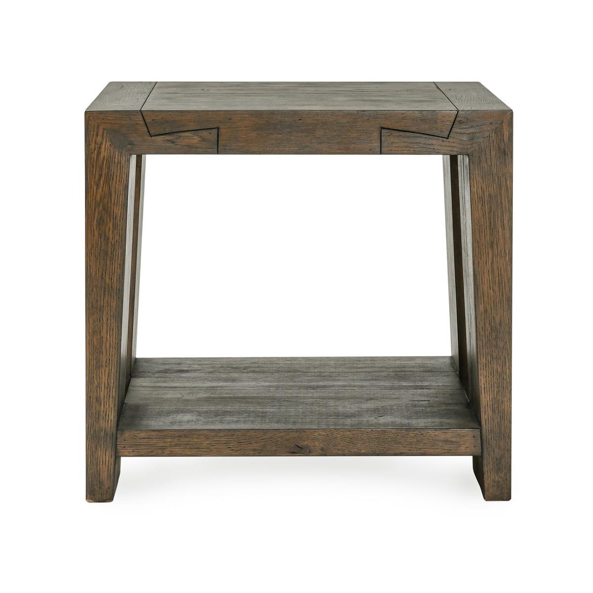 Troy Reclaimed Oak 24" End Table Suede Brown | BeBoldFurniture