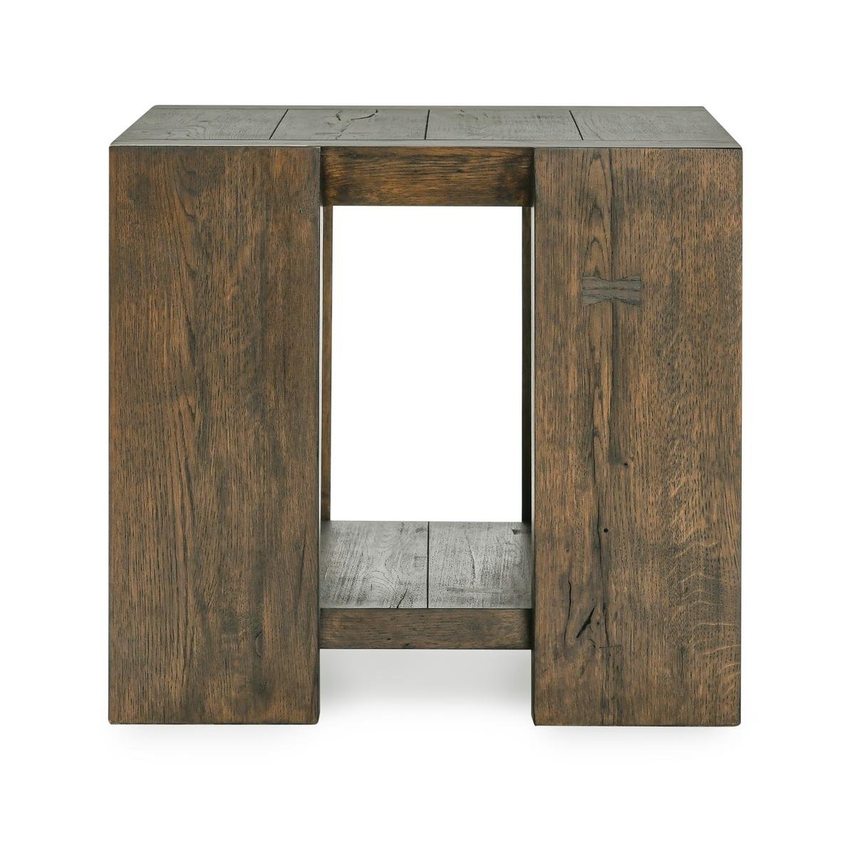 Troy Reclaimed Oak 24" End Table Suede Brown | BeBoldFurniture