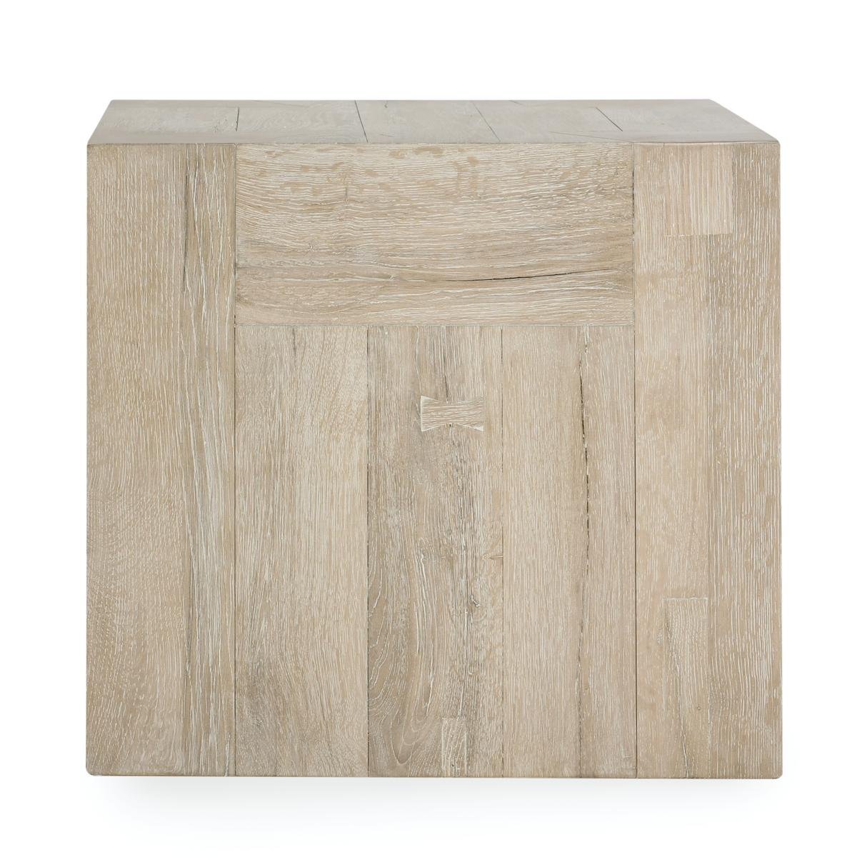 Bristol Reclaimed Oak 24" End Table Aged Cream | BeBoldFurniture