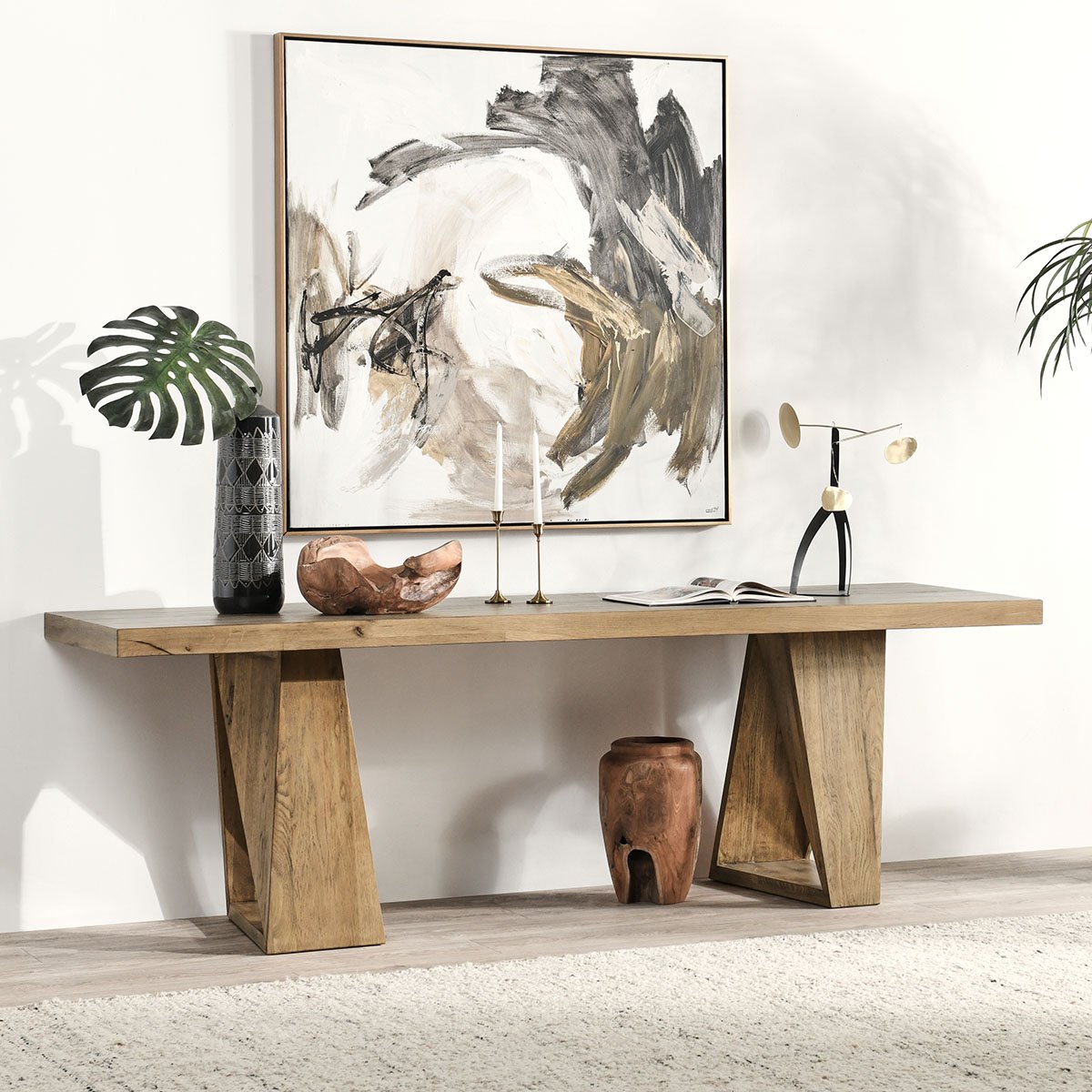 Arleth Reclaimed Oak 94" Console Table Cafe Brown | BeBoldFurniture