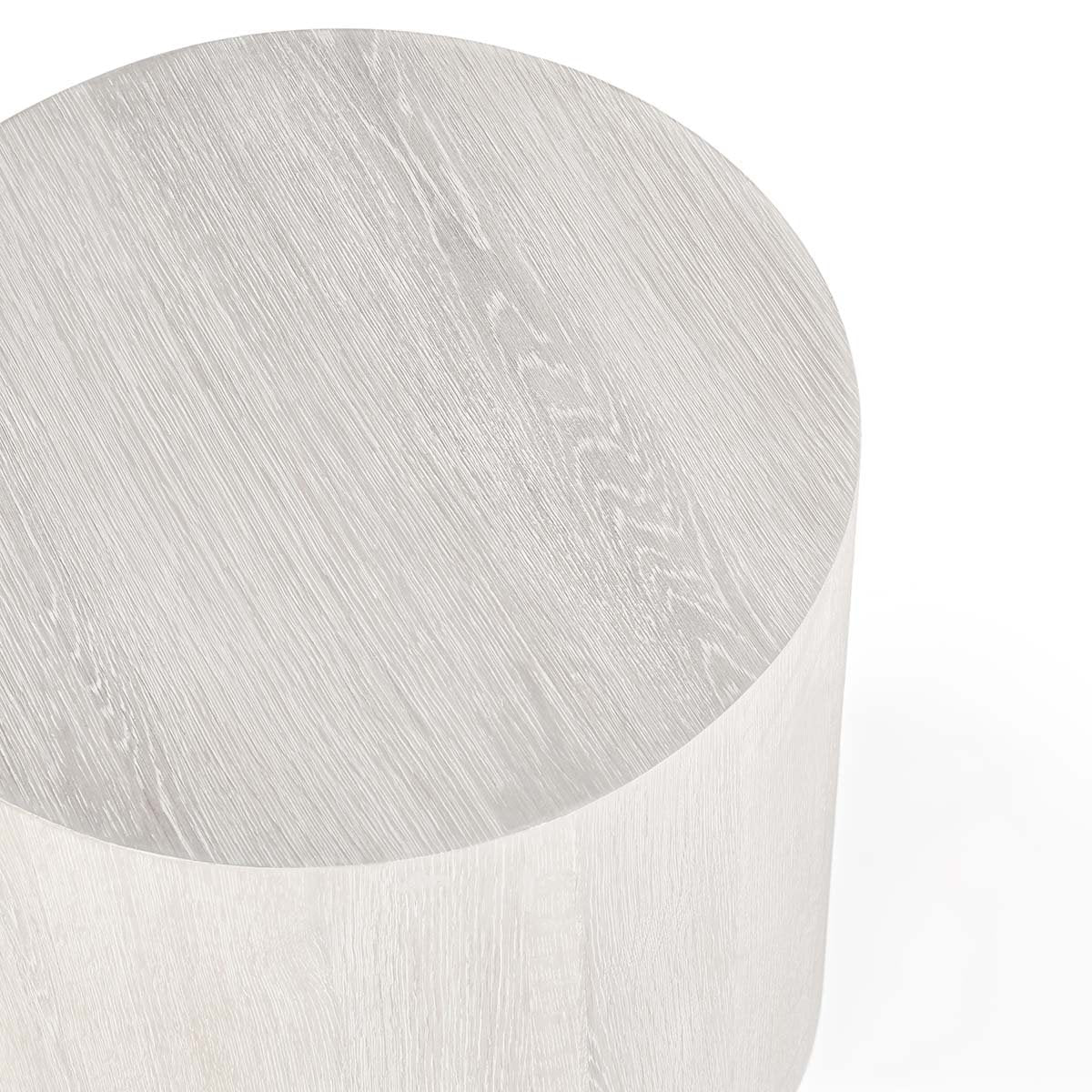 Layne Oak Veneer 20" Round End Table Milk White | BeBoldFurniture