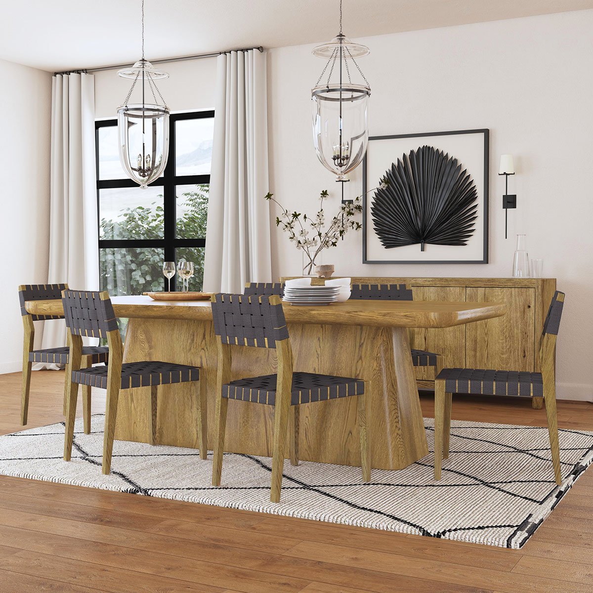 Orlando Oak Veneer 95" Dining Table Light Brown | BeBoldFurniture