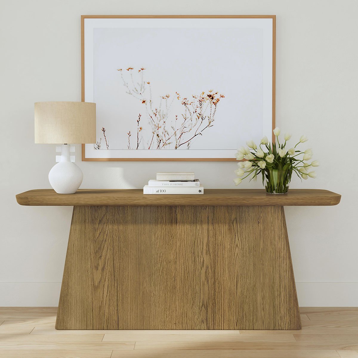 Orlando Oak Veneer 72" Console Table Light Brown | BeBoldFurniture
