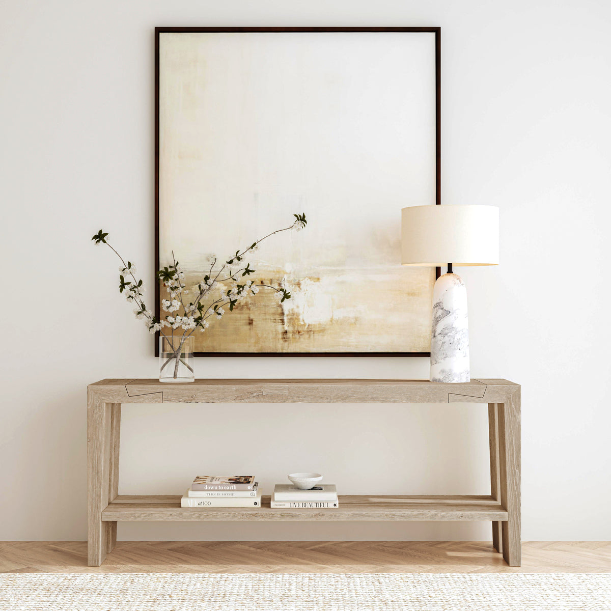 Troy Reclaimed Oak 72" Console Table Aged Cream | BeBoldFurniture