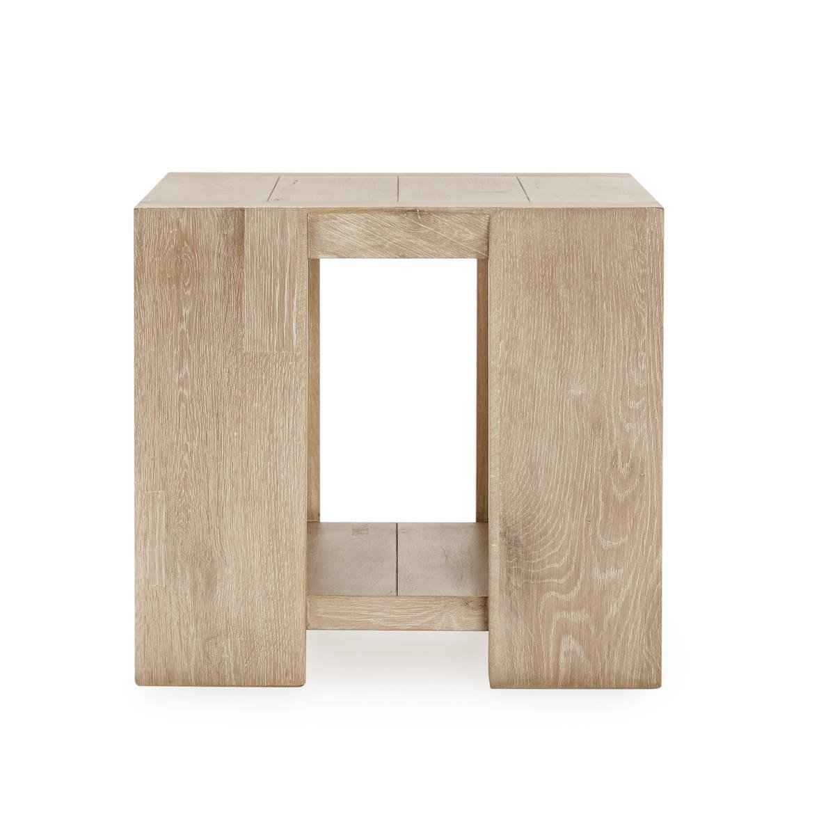 Troy Reclaimed Oak 24" End Table Aged Cream | BeBoldFurniture