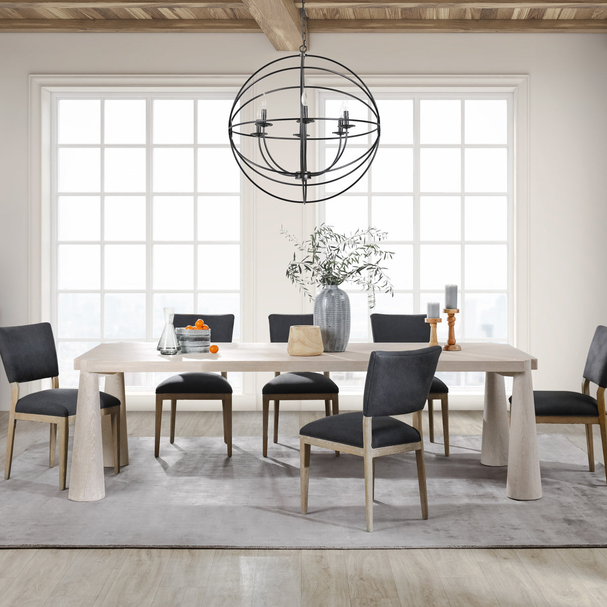 Atrop Oak Wood 102" Dining Table Milk White | BeBoldFurniture