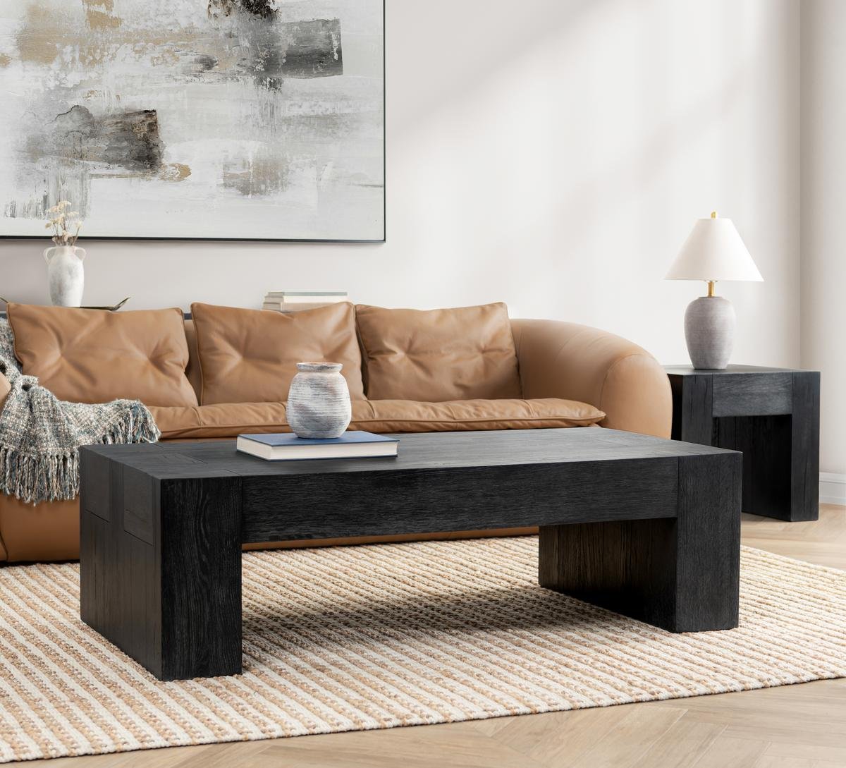 Bristol Reclaimed Oak 60" Coffee Table Black | BeBoldFurniture