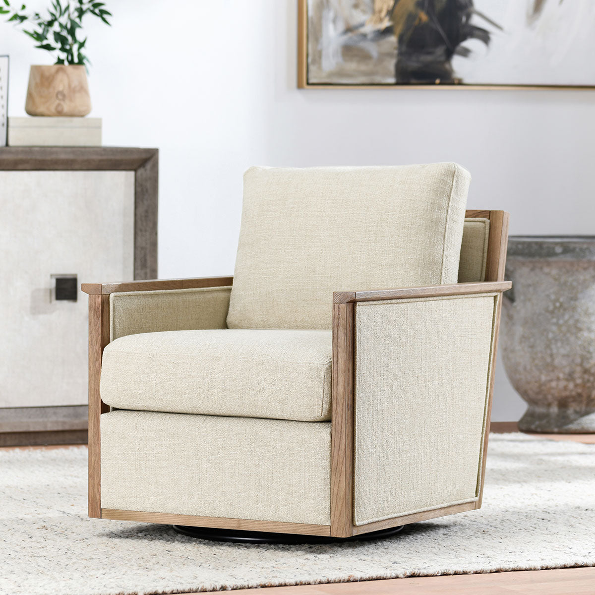 Norman Swivel Accent Chair Natural | BeBoldFurniture
