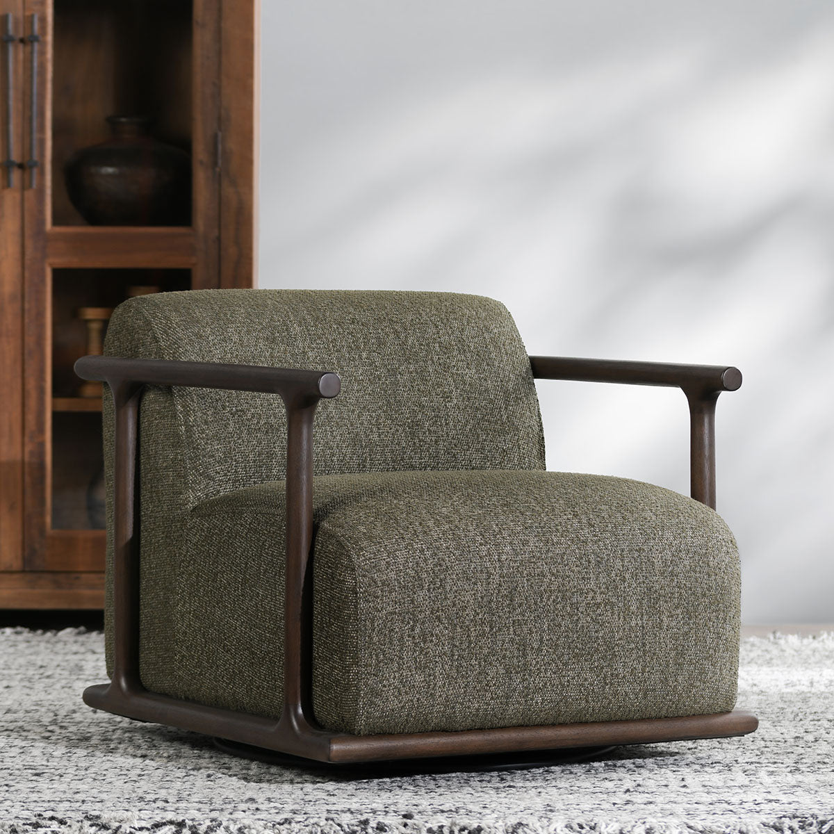 Lucia Swivel Accent Chair Kale Green | BeBoldFurniture   