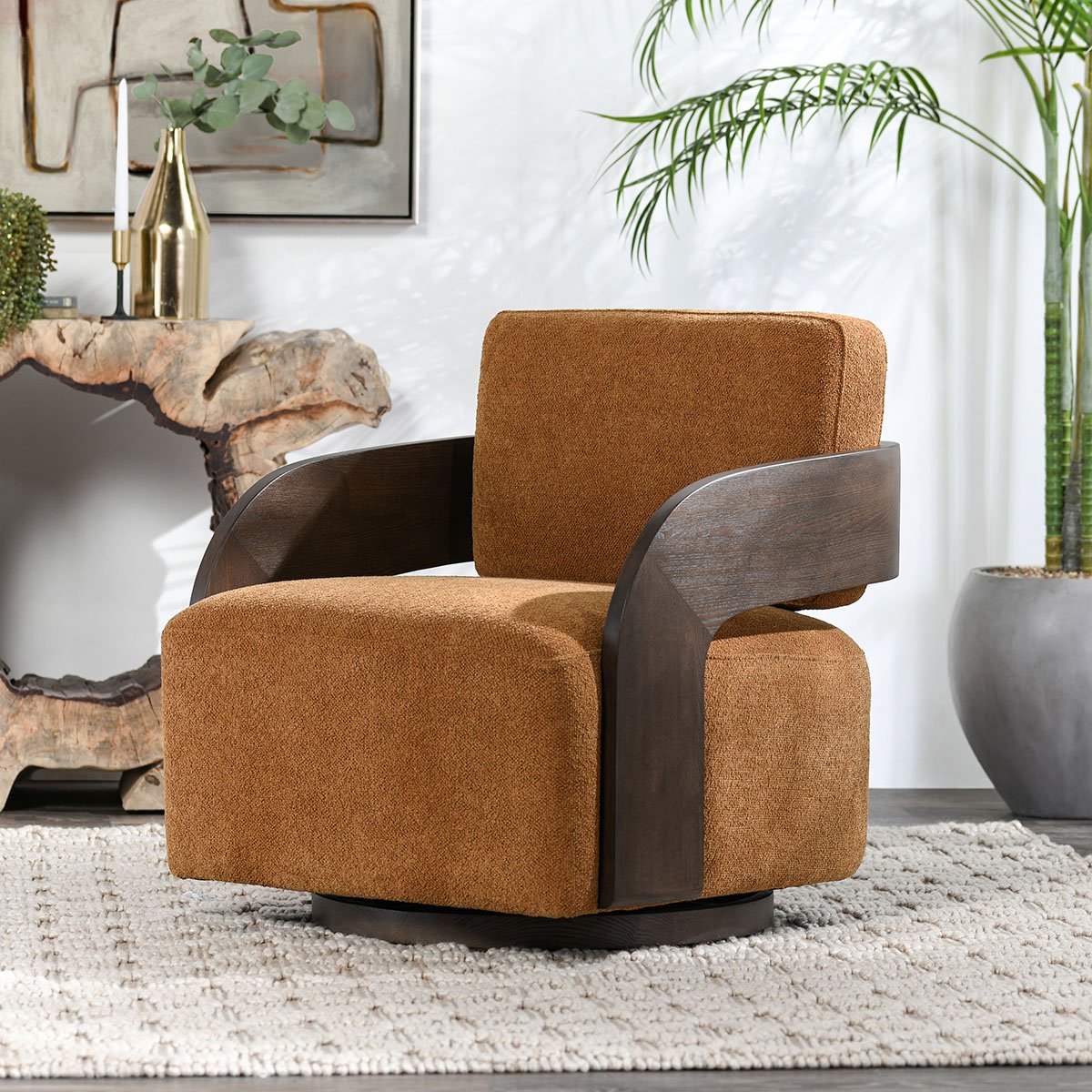 Toscana Swivel Accent Chair Amber | BeBoldFurniture
