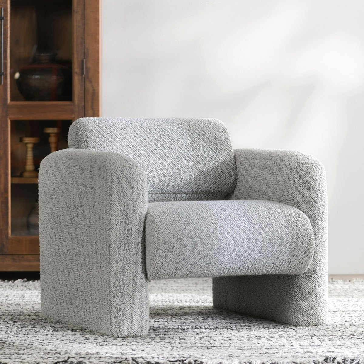 Marcel Boucle Accent Chair Mercury Gray | BeBoldFurniture
