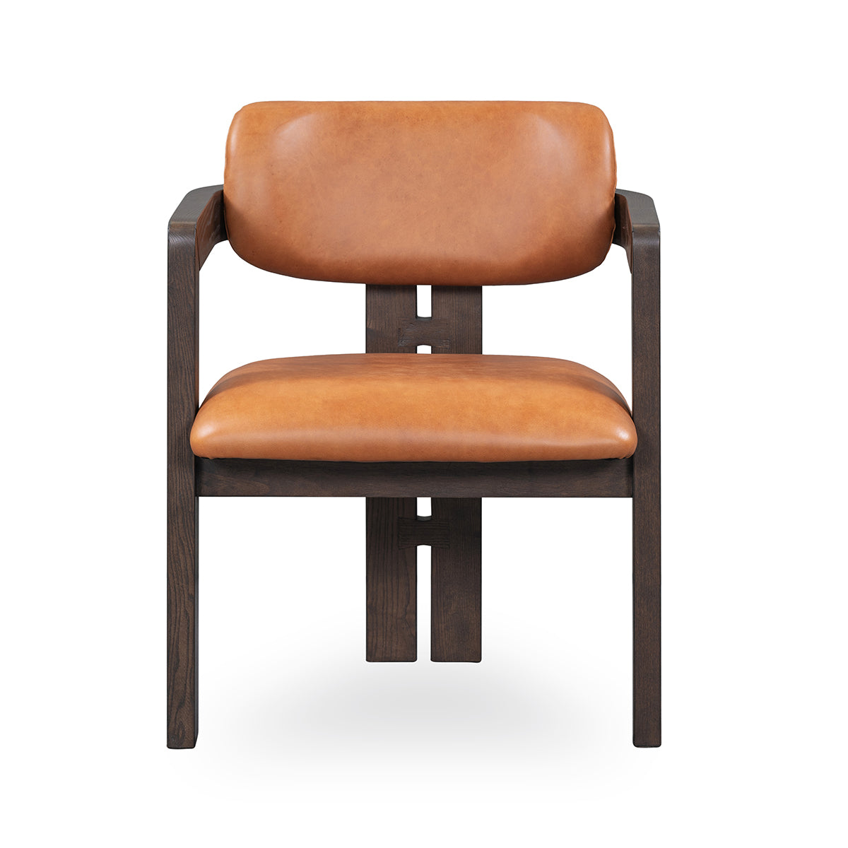 Martina Distressed Leather/Wood Dining Arm Chair | BeBoldFurniture