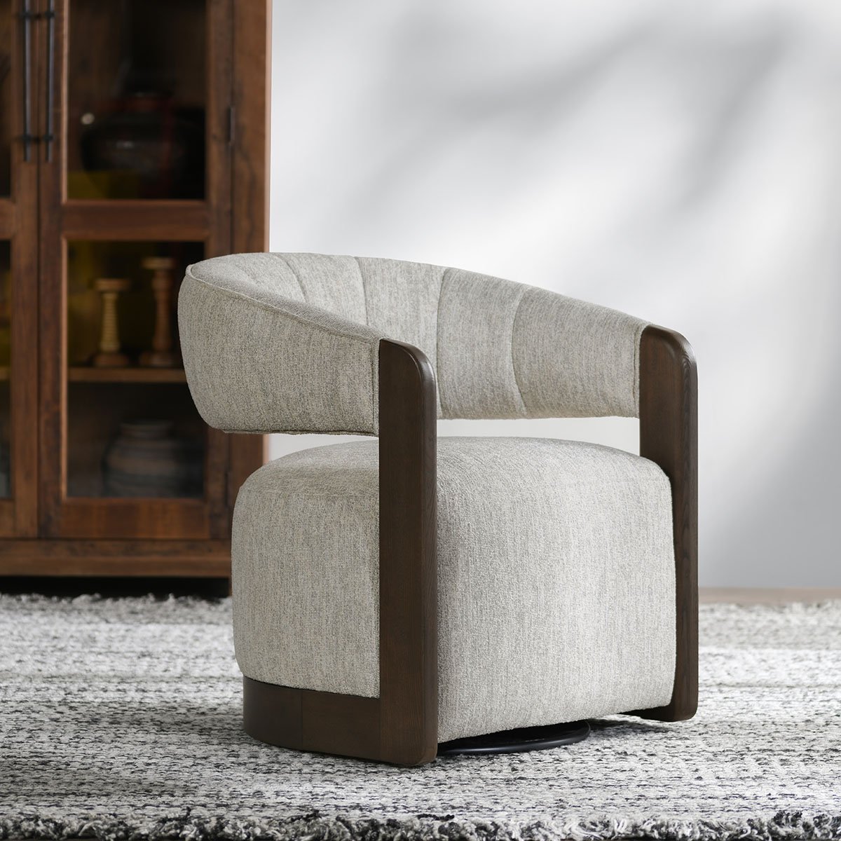 James Swivel Accent Chair Glacier Gray | BeBoldFurniture
