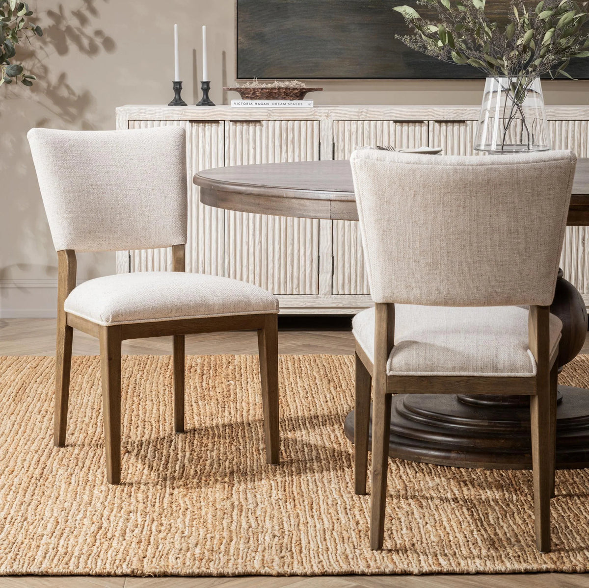 Phillip Upholstered Dining Chair Set of 2 Oatmeal | BeBoldFurniture