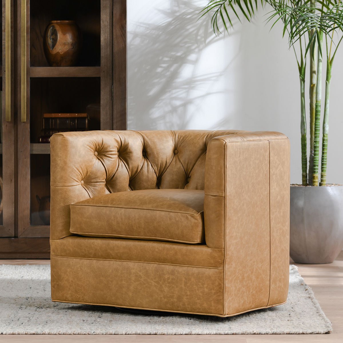 Arlington Swivel Accent Chair Chestnut Brown MX | BeBoldFurniture