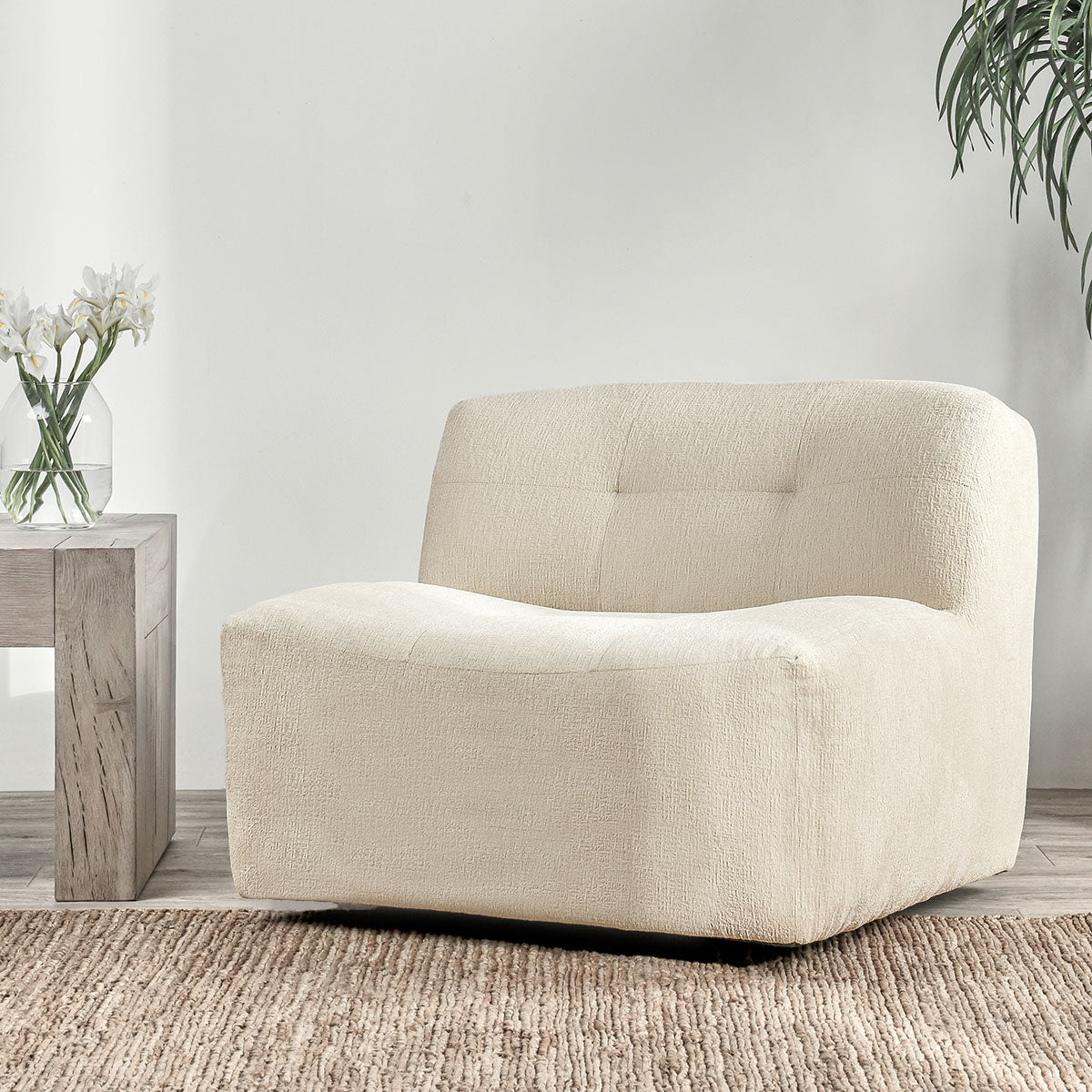 Gabriel Swivel Accent Chair Ivory | BeBoldFurniture