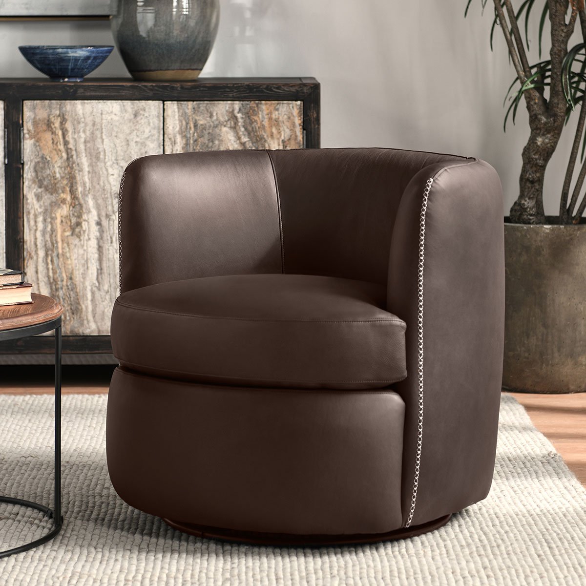 Bronson Swivel Accent Chair MX Brown | BeBoldFurniture