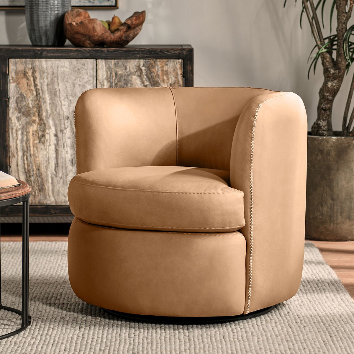 Bronson Swivel Accent Chair Craft Brown MX | BeBoldFurniture