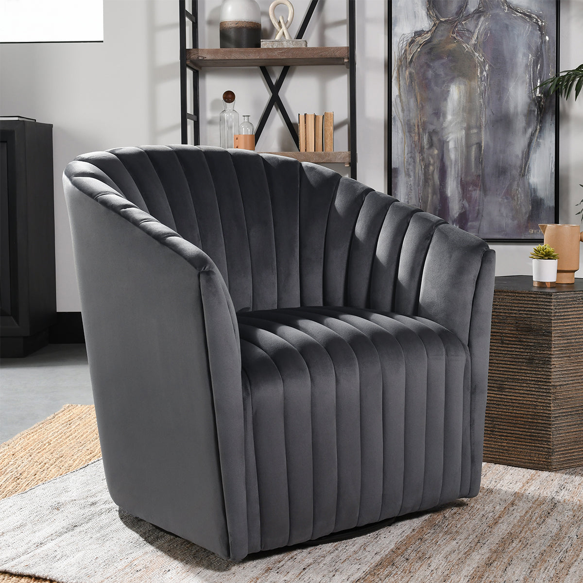 Arline Swivel Accent Chair Gray | BeBoldFurniture