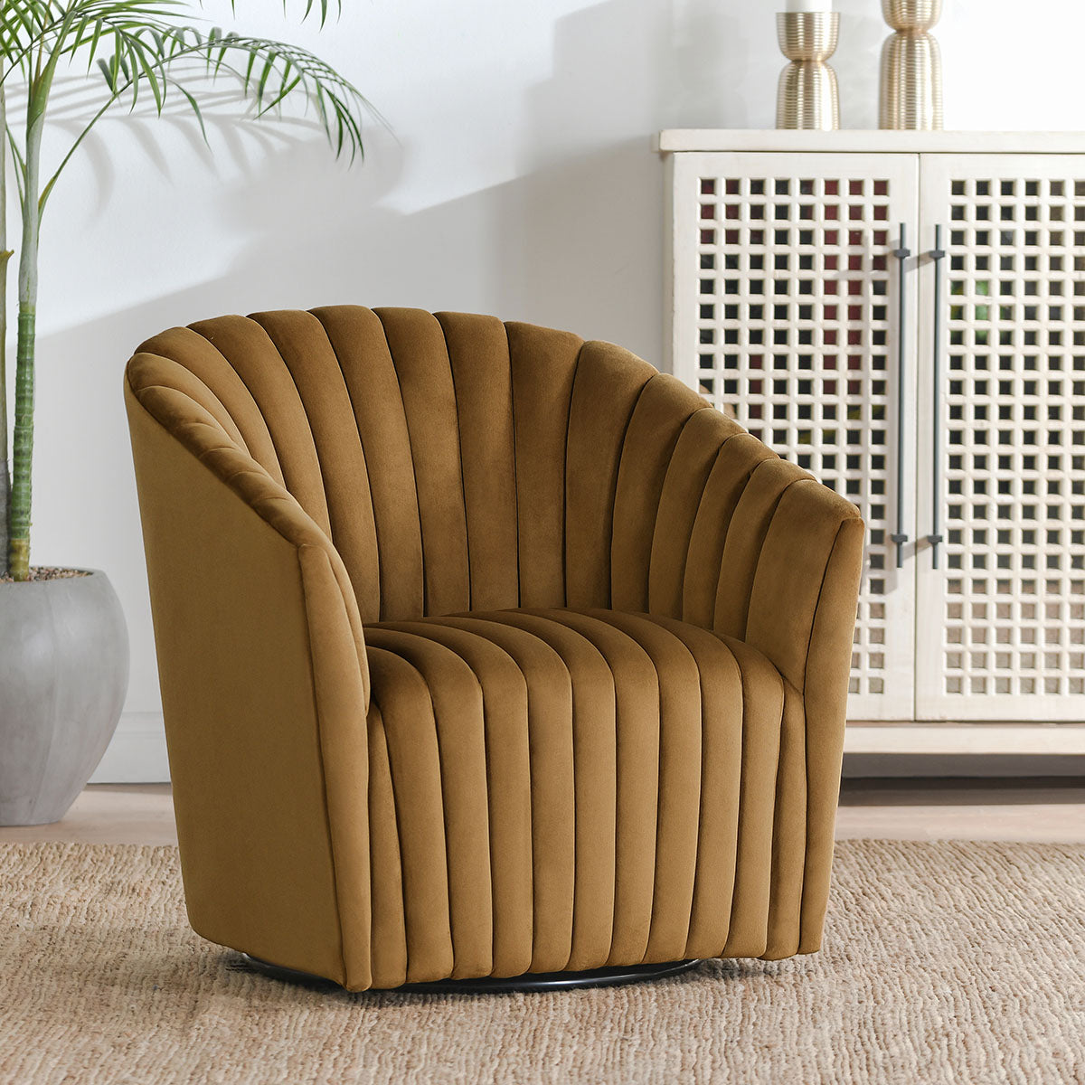 Arline Swivel Accent Chair Bronze | BeBoldFurniture