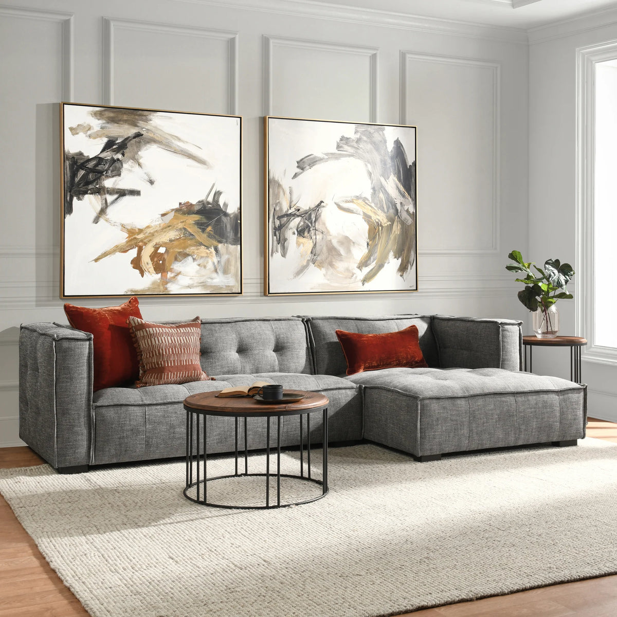 Element Upholstered 2pc Sectional w/RAF Chaise Gray | BeBoldFurniture