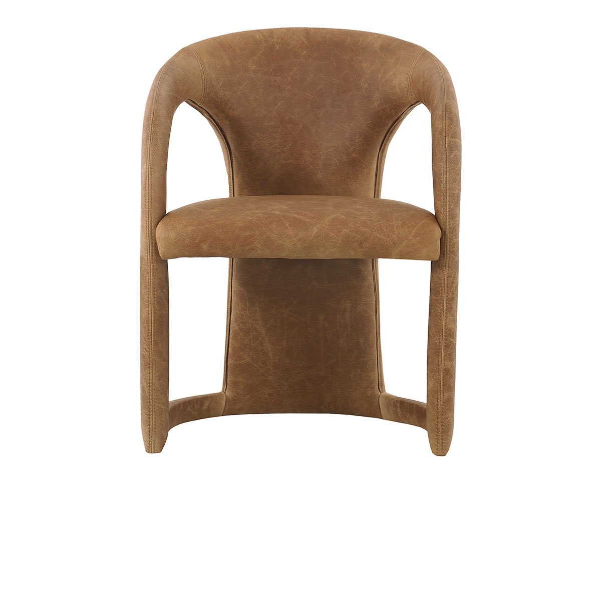 Archie Distressed Leather Dining Chair Maple Brown | BeBoldFurniture