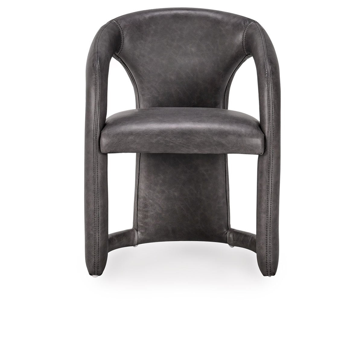 Archie Distressed Leather Dining Chair Charcoal | BeBoldFurniture