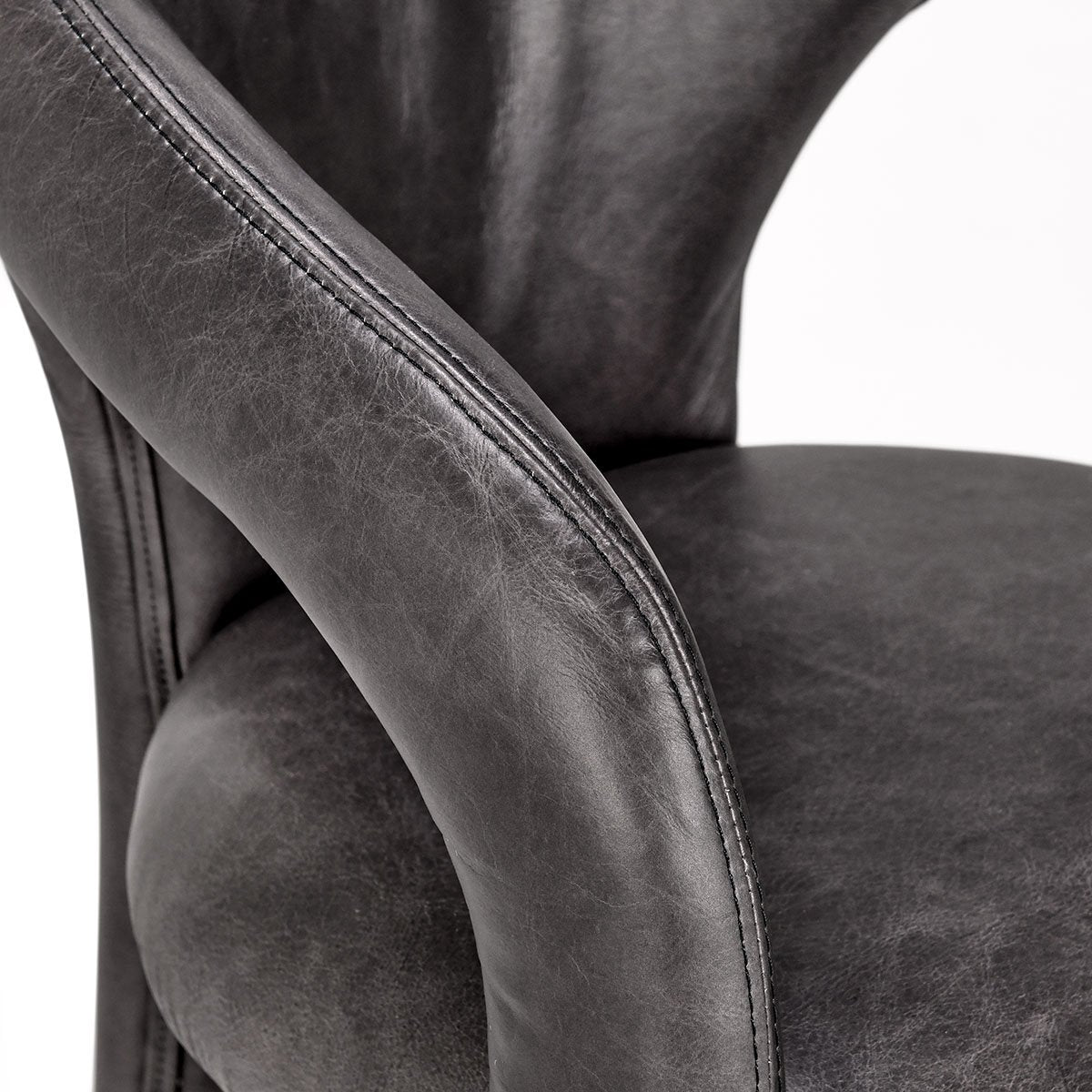 Archie Distressed Leather Dining Chair Charcoal | BeBoldFurniture