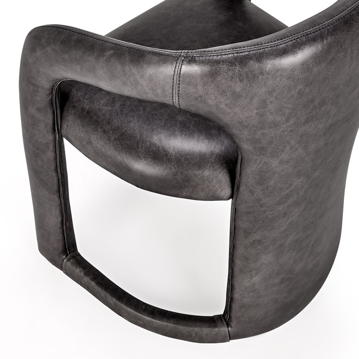 Archie Distressed Leather Dining Chair Charcoal | BeBoldFurniture