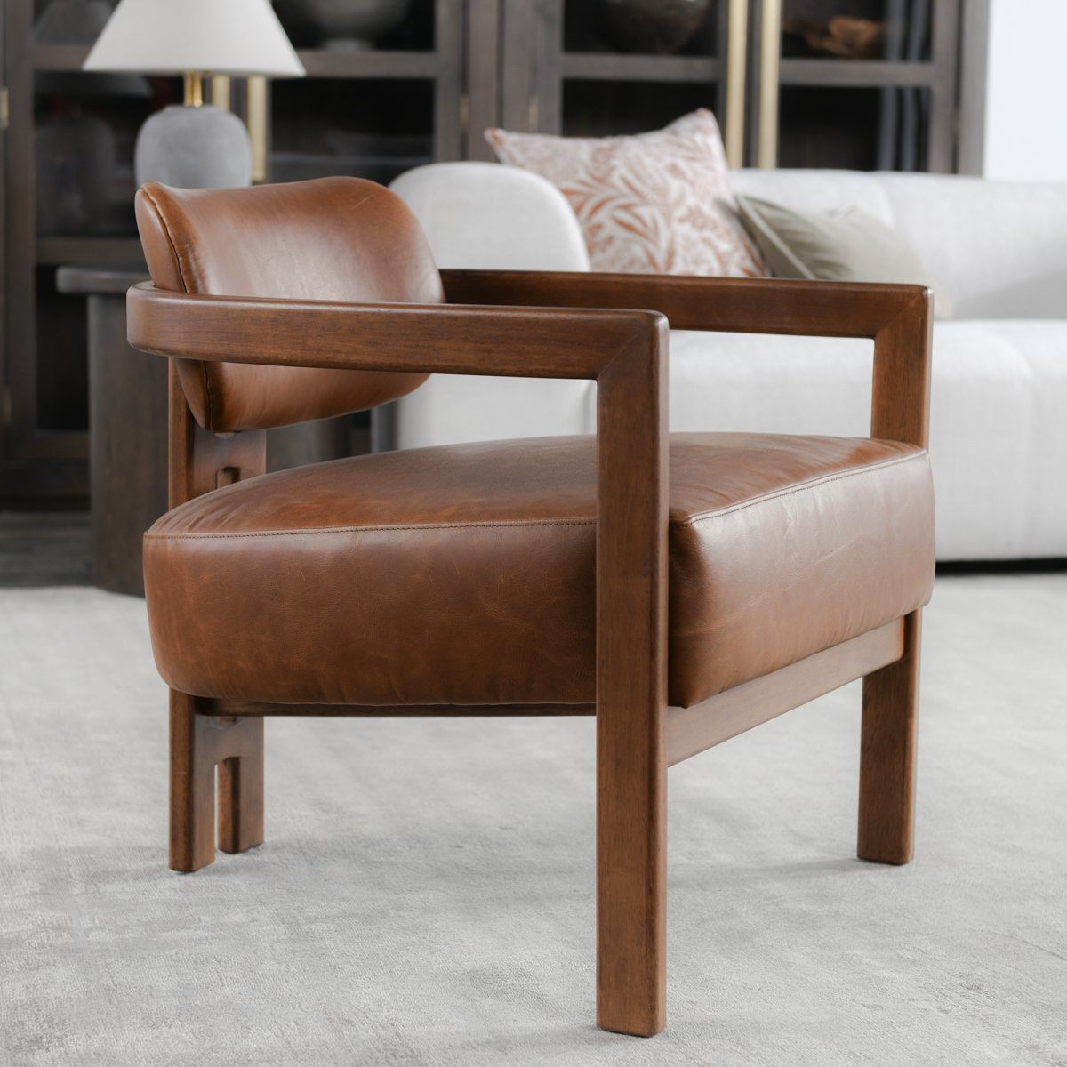 Elsie Leather Accent Chair Kona Brown | BeBoldFurniture
