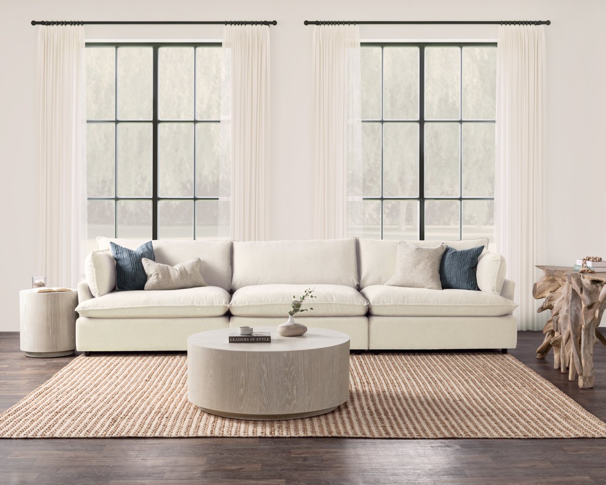 Caplan Upholstered 3pc Modular Sectional Elite Ivory | BeBoldFurniture