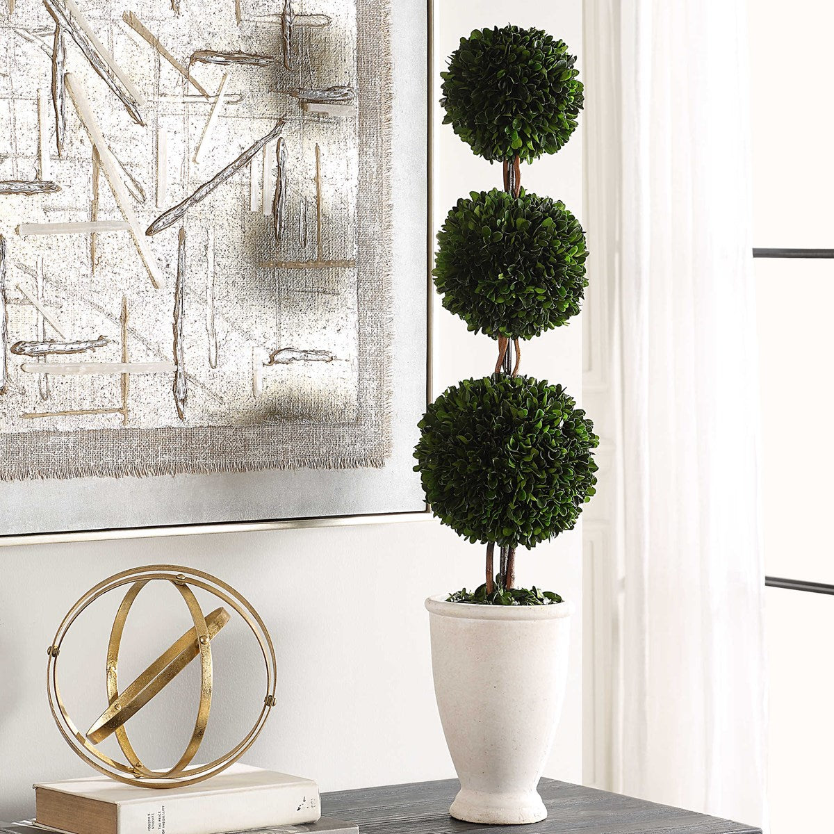 Preserved Boxwood Triple Topiary | BeBoldFurniture