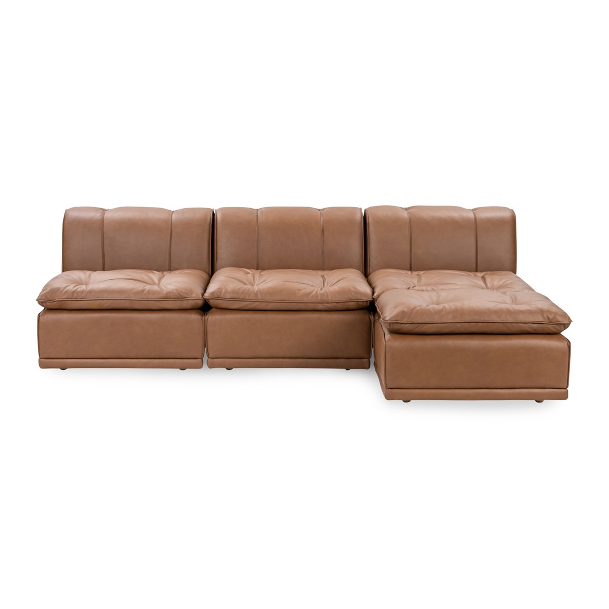 Haven Leather 4pc Modular Sofa w/ Ottoman | BeBoldFurniture