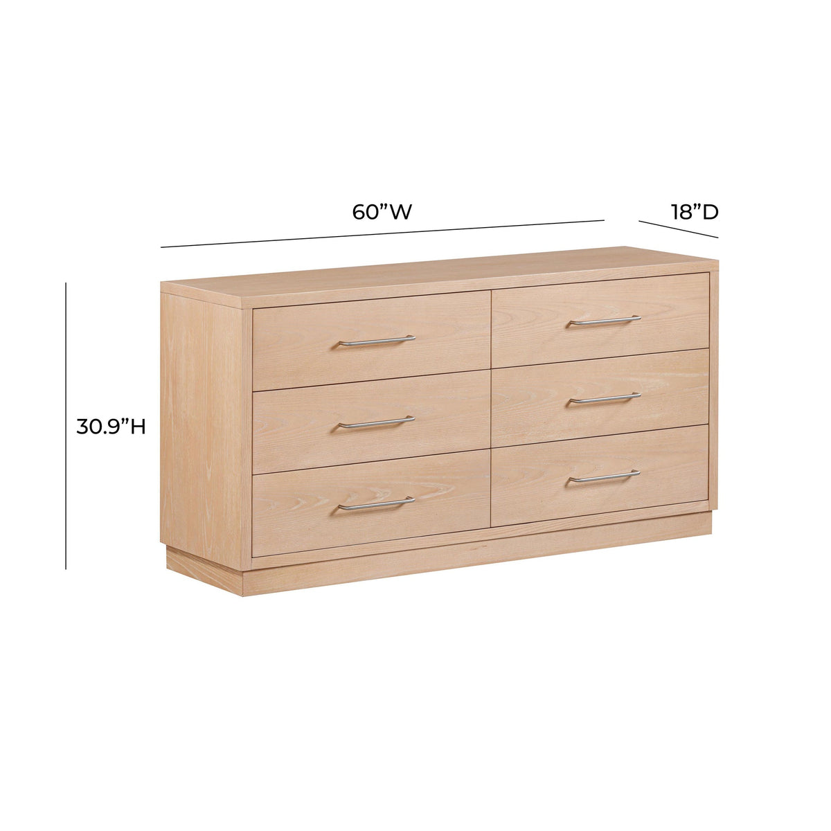 Marlow 6-Drawer Natural Wood Dresser | BeBoldFurniture