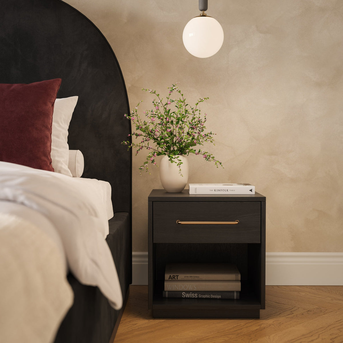 Marlow Black Wood Nightstand | BeBoldFurniture