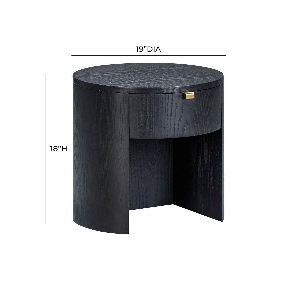 Marlow Black Wood Round Nightstand | BeBoldFurniture