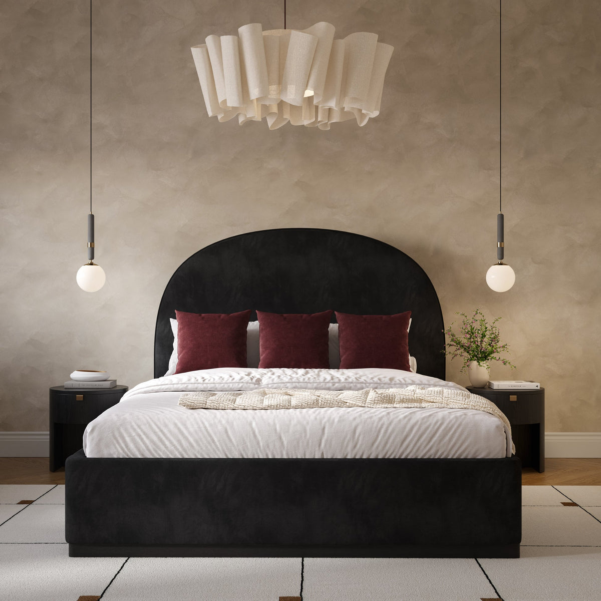 Marlow Black Velvet Bed | BeBoldFurniture