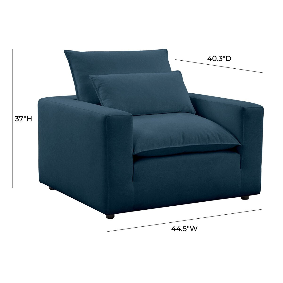 Cali Navy Performance Fabric Arm Chair | BeBoldFurniture