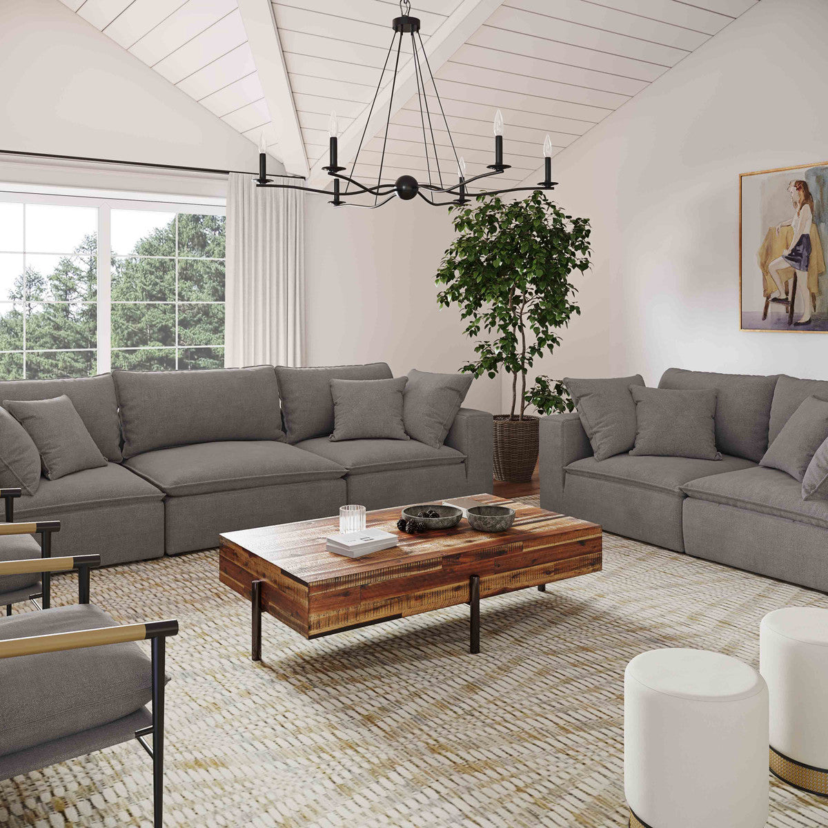 Cali Slate Performance Fabric Modular Loveseat | BeBoldFurniture