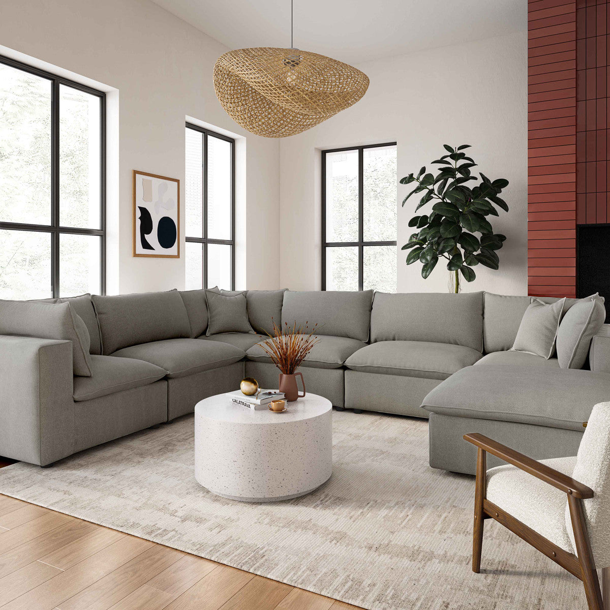 Cali Slate Performance Fabric Modular Large Chaise Sectional | BeBoldFurniture