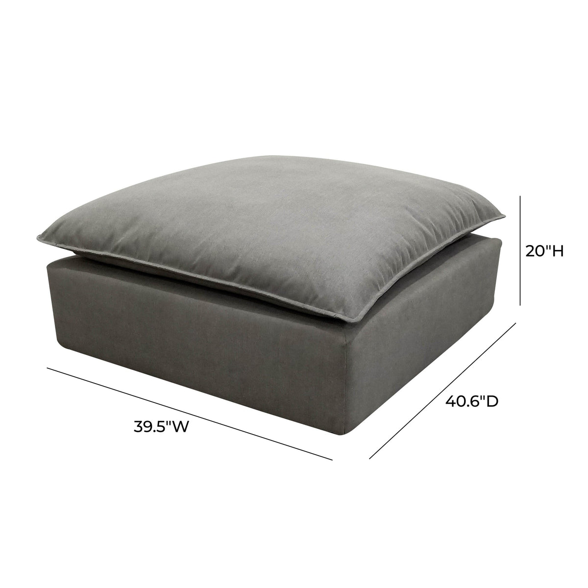 Cali Slate Performance Fabric Ottoman | BeBoldFurniture